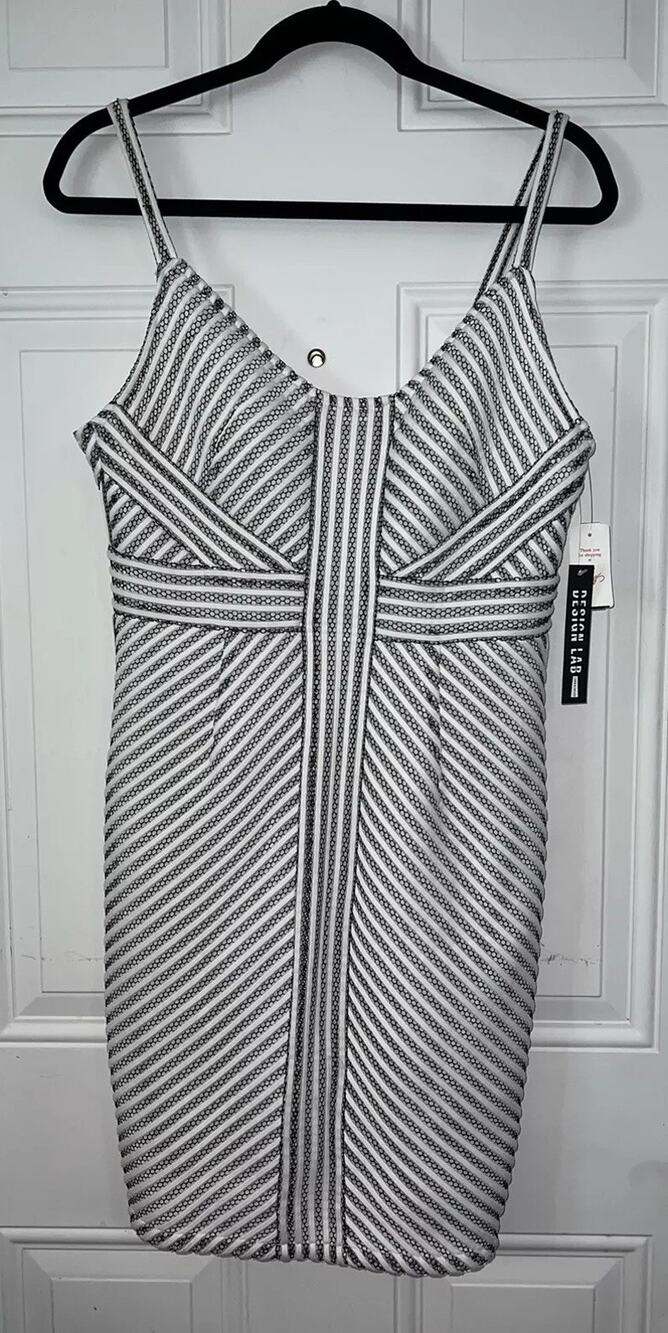 NWT Lord & Taylor LG LBD Design Labs Dress LARGE Formal Dress White Black
